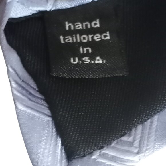 Murano Extra Long Blue Geometric Squares 100% Silk Neck Tie Hand Tailored in USA - Picture 6 of 7